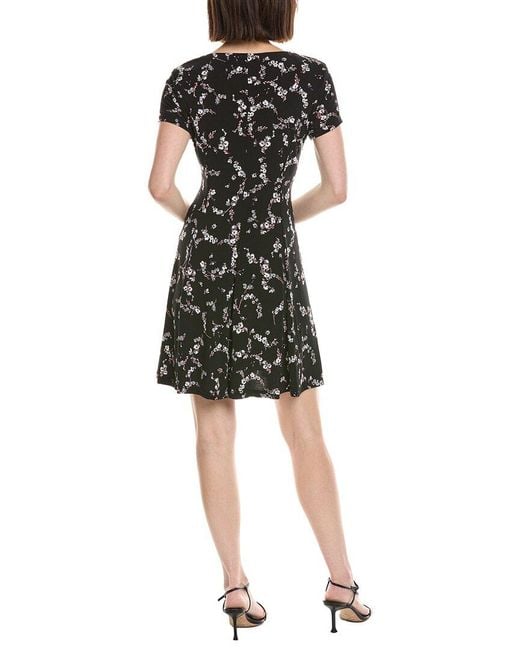 Cece Black Princess Seam V-Neck Knit Dress