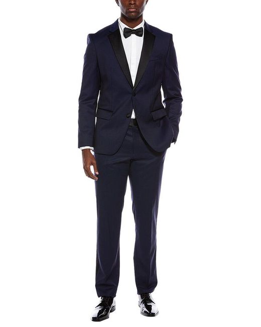 Boss Blue 2Pc Slim Fit Wool Tuxedo for men