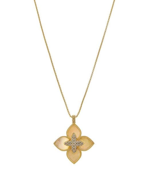 Juvell Metallic Plated Lab-Grown Mother Of Pearl Cz Clover Necklace