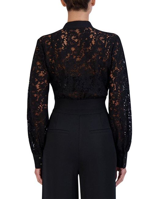 BCBGMAXAZRIA Black Lace V-neck Top