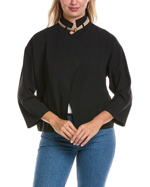 Joseph Ribkoff Black Statement-Collar Top