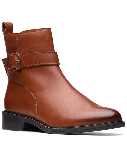 Clarks Brown Renewal Style Leather Bootie