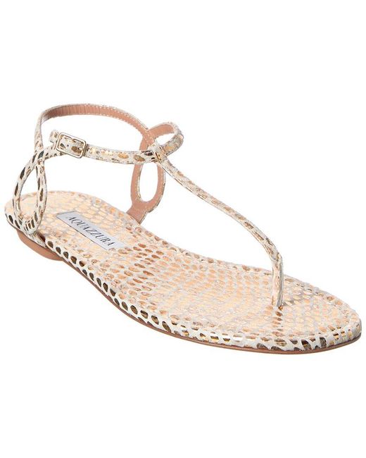 Aquazzura Metallic Almost Bare Leather Sandal