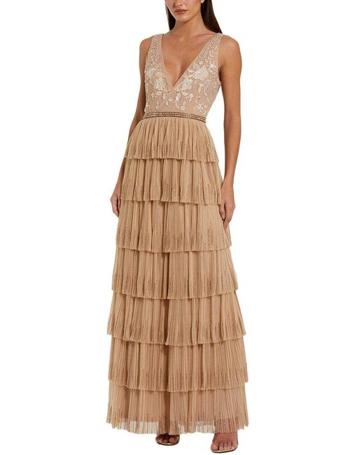 Mac Duggal Natural Tiered Gown
