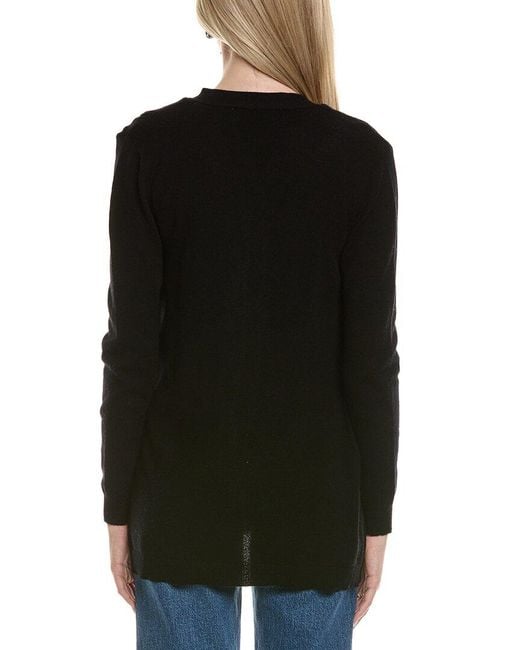 Sofiacashmere Black Braided Cable Wool & Cashmere-Blend Cardigan