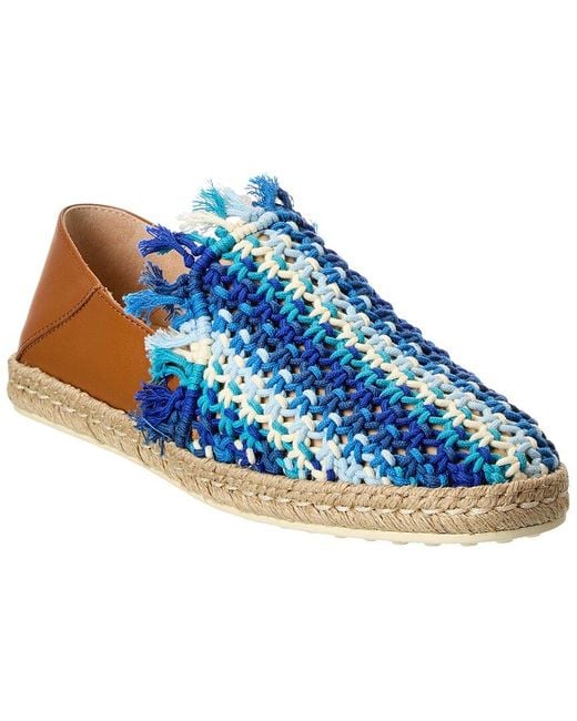 Tod's Blue Rope & Leather Espadrille