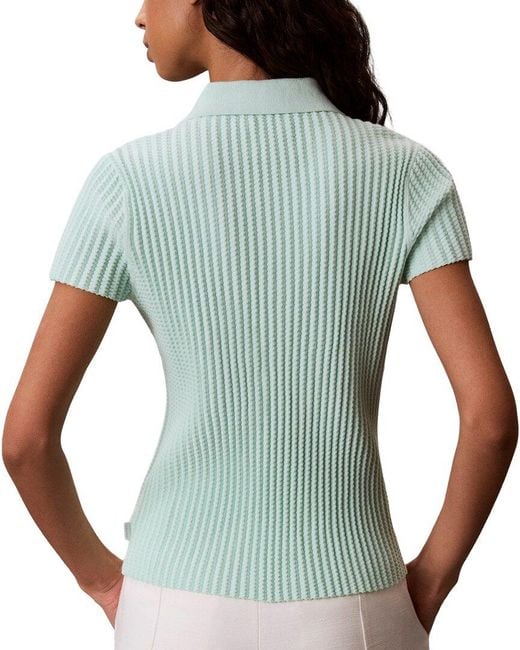 Calvin Klein Green Zigzag Rib Zip Polo Shirt
