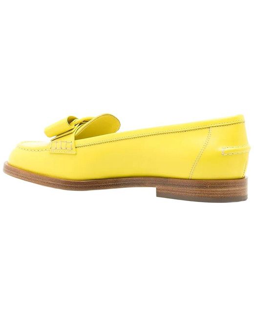 Ferragamo Yellow Viva Bow Leather Loafer