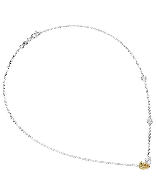 Lab Grown Diamonds White 18K Vermeil 1.65 Ct. Tw. Lab-Grown Diamond & Gemstone Necklace