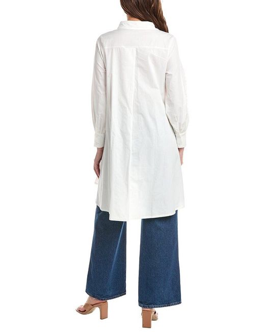 Gracia White Embroidered Trim Shirt