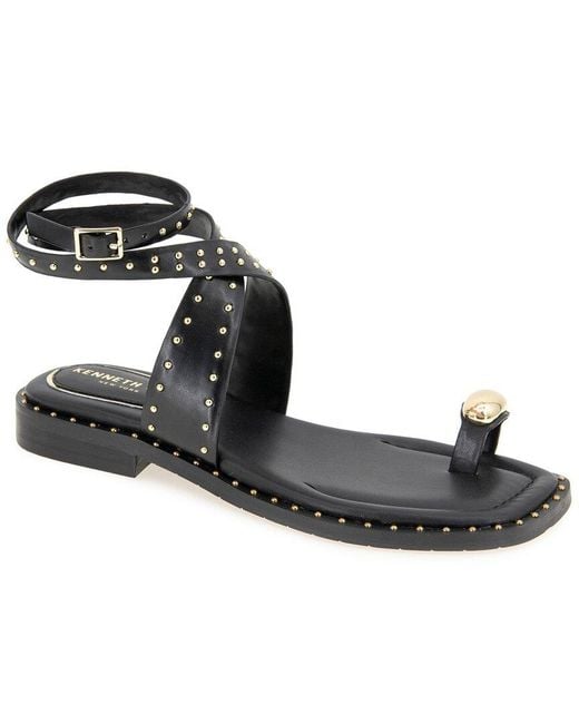Kenneth Cole Black Ravenn Leather Sandal
