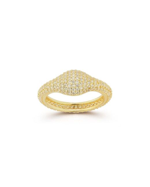 Sphera Milano Metallic 14k Over Silver Cz Signet Ring