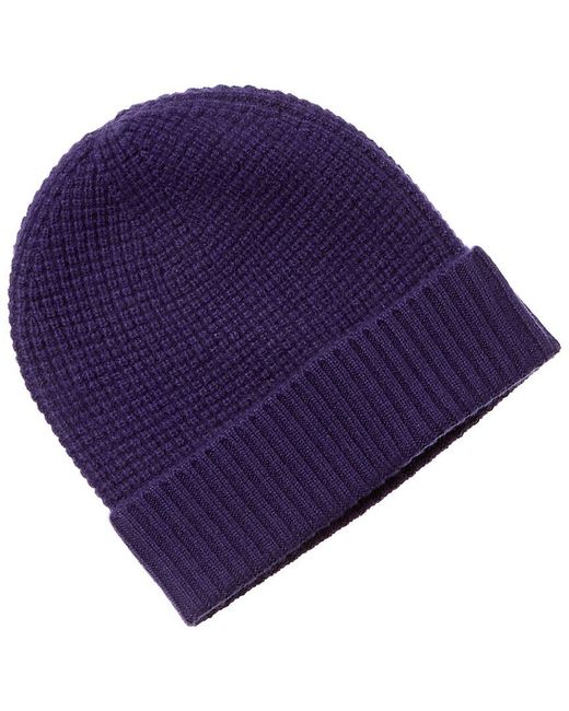 Qi Blue Cashmere Thermal Stitch Cashmere Hat for men