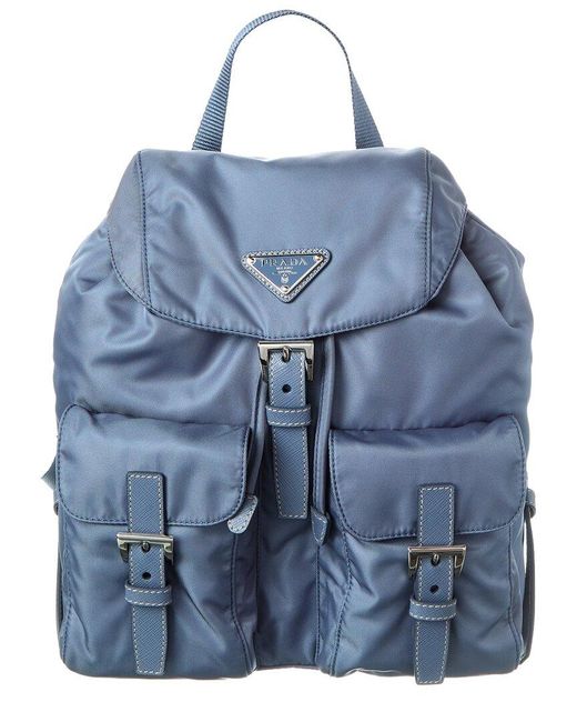 Prada Blue Logo Backpack