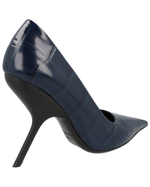 Ferragamo Blue Eva X5 Croc Embossed Leather Pump