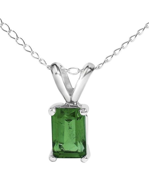 Haus of Brilliance Green Colorful Gemstones 14K 0.40 Ct. Tw. Emerald Pendant Necklace