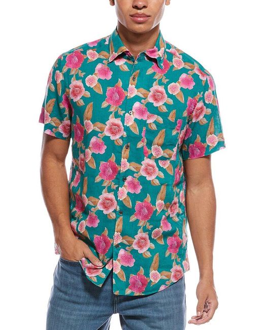 Robert Talbott Blue Morgan Linen Shirt for men