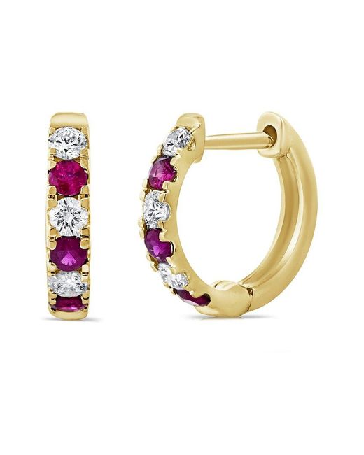 Sabrina Designs Metallic 14k 0.56 Ct. Tw. Diamond & Ruby Huggie Earrings