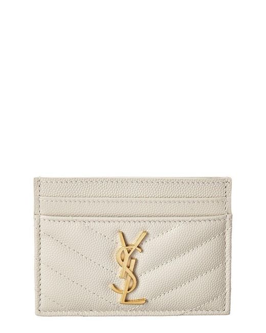 Saint Laurent Natural Monogram Leather Card Holder