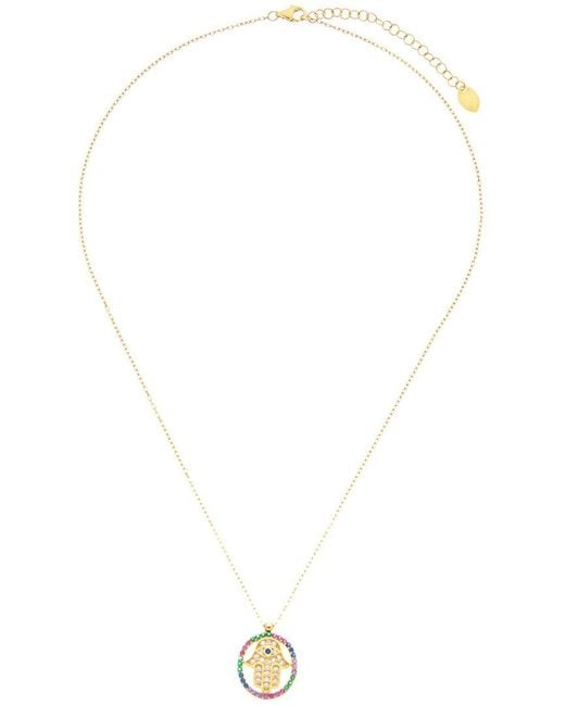 Argento Vivo Metallic Vermeil Cz Hamsa Evil Eye Necklace