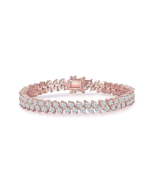 Rachel Glauber Pink 18k Rose Gold Vermeil Cz Tennis Bracelet