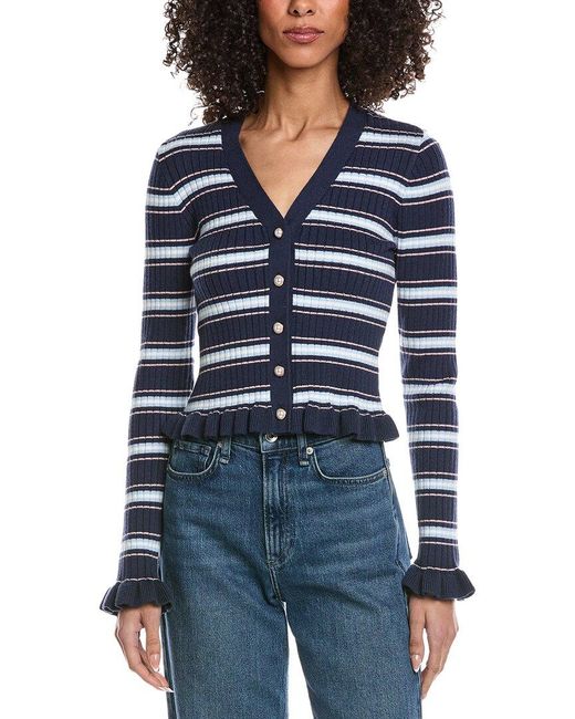 Laundry by Shelli Segal Blue Ruffle Hem Cardigan