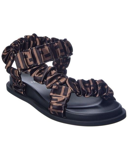 Fendi Brown Feel Satin Sandal