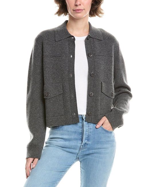 Forte Gray Short Doubleknit Cashmere Shacket