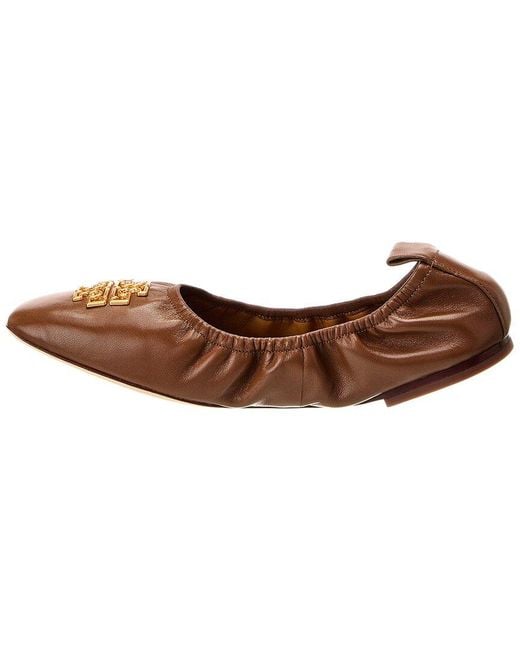 Tory Burch Brown Britten Leather Ballet Flat