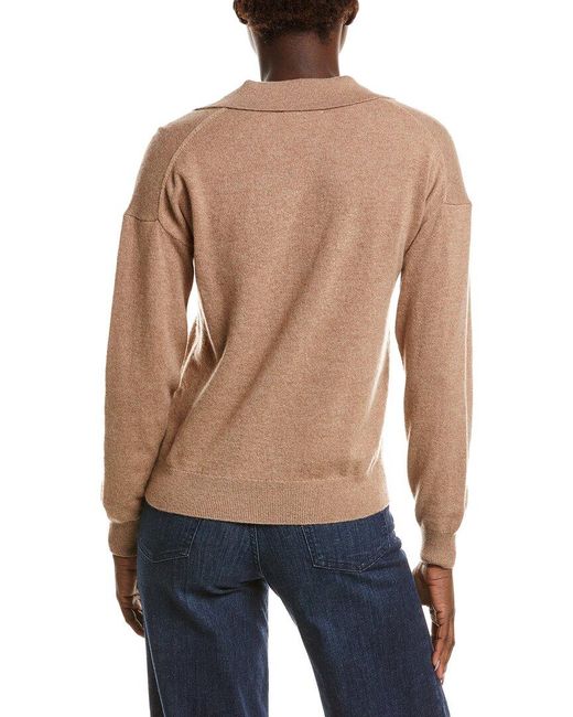 NAADAM Blue Cashmere V-Neck Polo Sweater