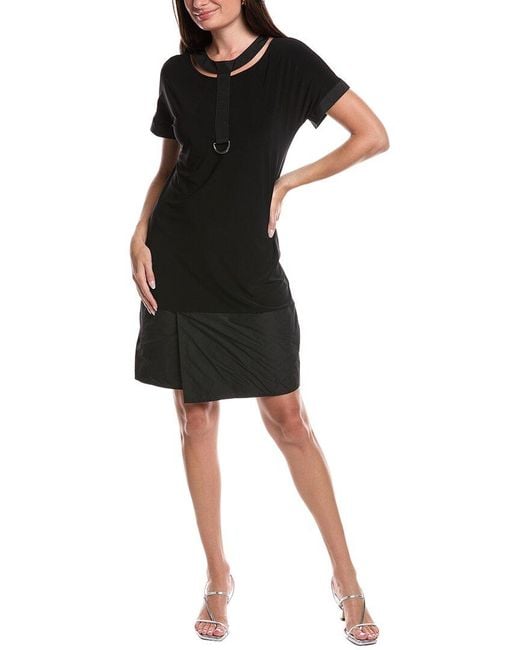 Joseph Ribkoff Black Mixed Media Cutout Shift Dress
