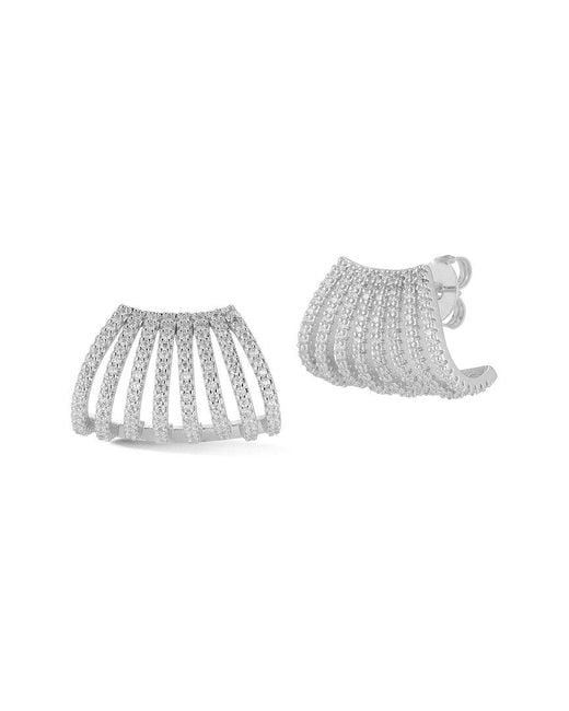 Chloe and Madison White Jewelry Cz Fancy Cage Earrings