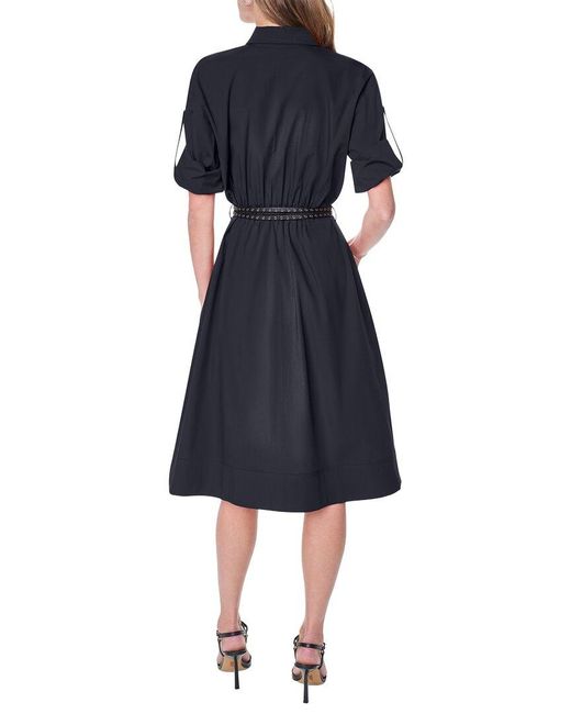 DKNY Blue Roll Tab Button-Down Dress