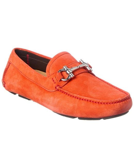 Ferragamo Orange Suede Loafer for men