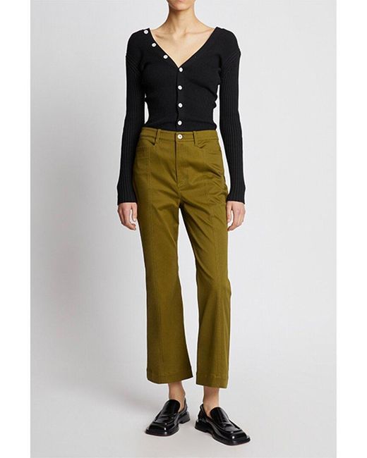 Proenza Schouler Green Twill Cropped Pant