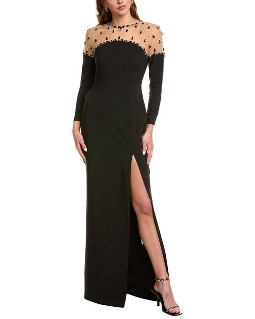 Marchesa Black Crepe Maxi Dress