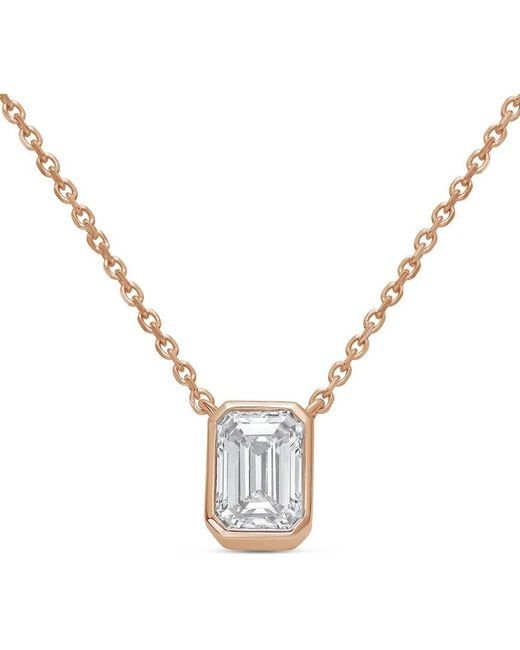 Diana M Metallic Diana M. 14K Rose 5.00 Ct. Tw. Lab-Grown Diamond Pendant Necklace