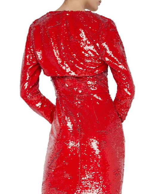 L'Agence Red Rocco Sequin Shrug