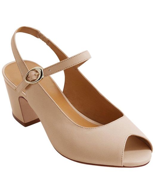 Bernardo Natural Bailen Leather Peep Toe Heeled Sandal