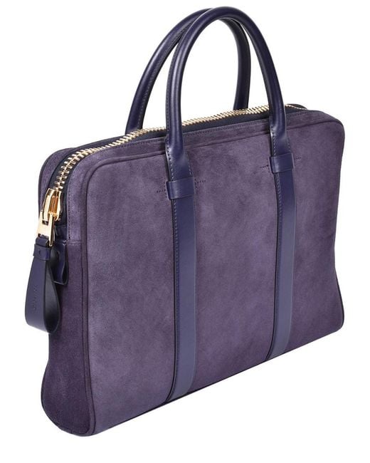Tom Ford Purple Suede Briefcase for men