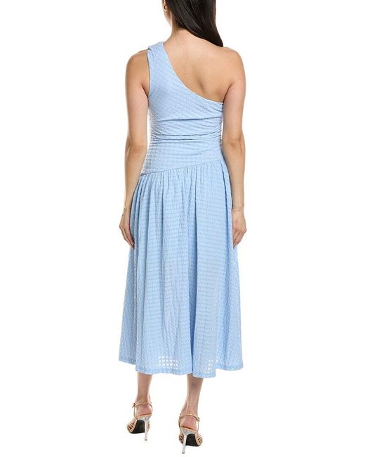 Moonsea Blue One-Shoulder Midi Dress