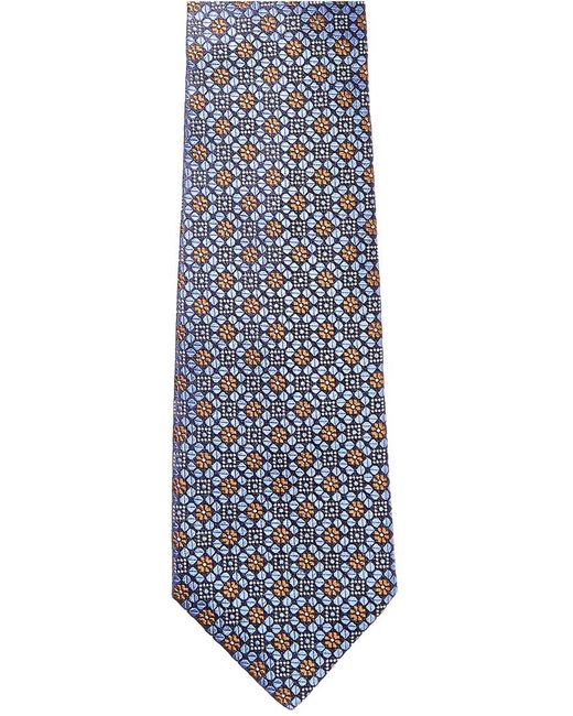 Canali Blue Floral Squares Silk Tie for men