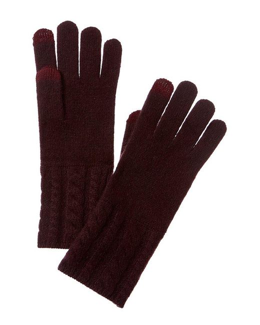 Bruno Magli Purple Cable Knit Cuff Cashmere Gloves