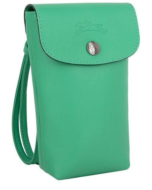 Longchamp Green Le Pliage Leather Phone Case
