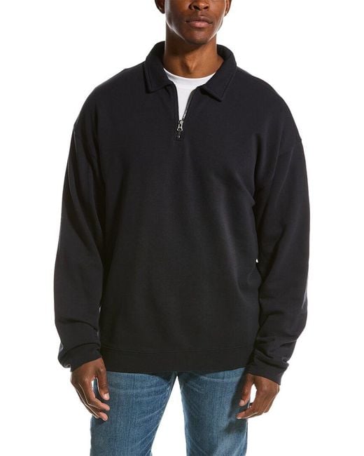 Vince Black French Terry 1/4-zip Pullover for men