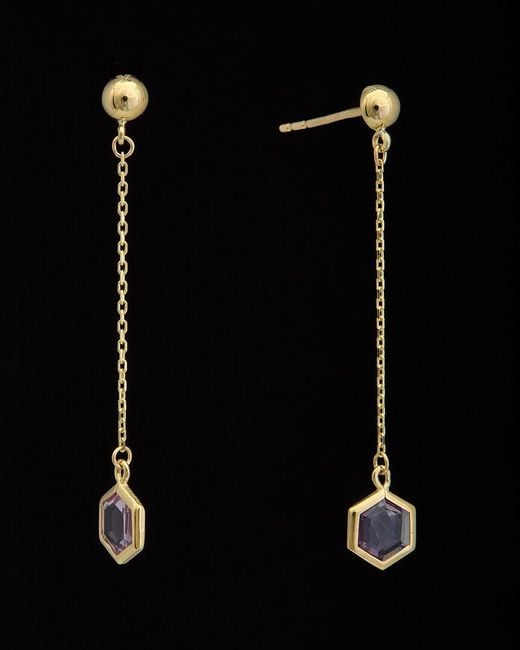 Italian Gold Black 14K Amethyst Drop Earrings
