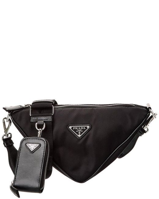 Prada Black Triangle Nylon Shoulder Bag