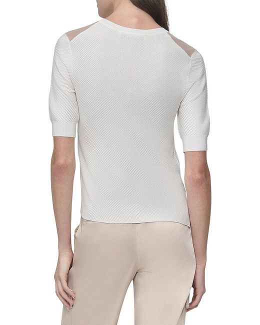 DKNY White Sheer Neck Top
