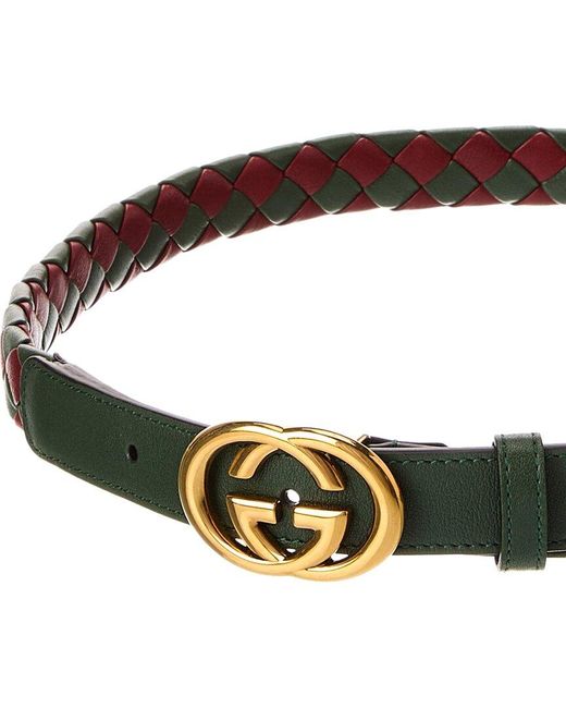 Gucci Interlocking G Woven Leather Belt in Black Lyst UK