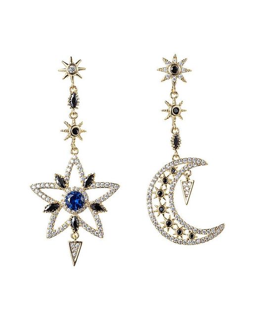 Eye Candy LA Metallic Sun And Moon Cz Crystal Drop Earrings